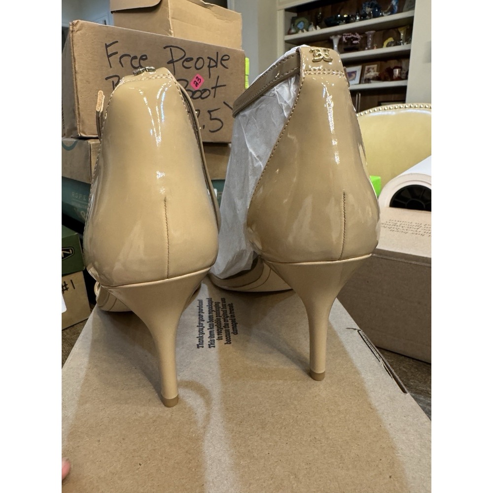 Sam Edelman Patti‎ Ankle Strap Patent Leather Beige Dress Heel Sandal Women 12 - Picture 5 of 10
